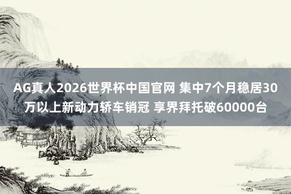 AG真人2026世界杯中国官网 集中7个月稳居30万以上新动力轿车销冠 享界拜托破60000台