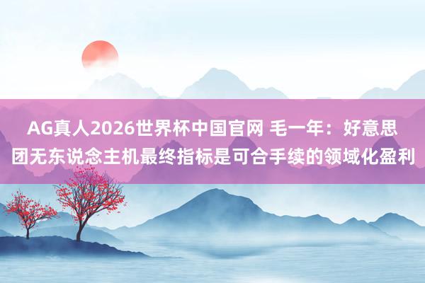 AG真人2026世界杯中国官网 毛一年：好意思团无东说念主机最终指标是可合手续的领域化盈利