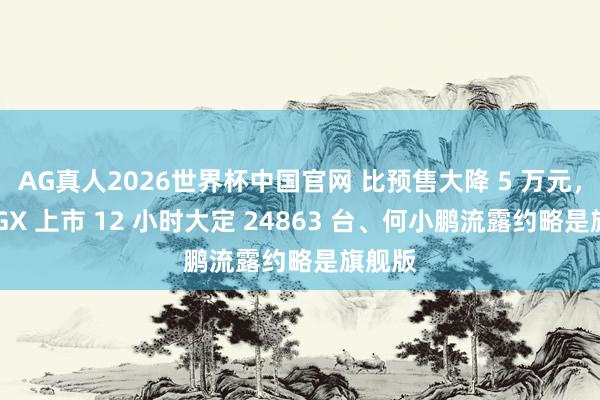 AG真人2026世界杯中国官网 比预售大降 5 万元，小鹏 GX 上市 12 小时大定 24863 台、何小鹏流露约略是旗舰版