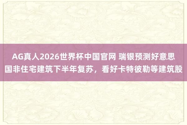 AG真人2026世界杯中国官网 瑞银预测好意思国非住宅建筑下半年复苏，看好卡特彼勒等建筑股