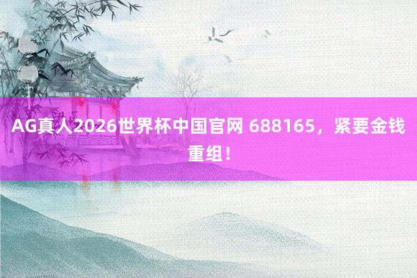 AG真人2026世界杯中国官网 688165，紧要金钱重组！
