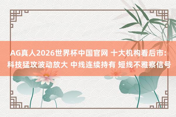 AG真人2026世界杯中国官网 十大机构看后市: 科技猛攻波动放大 中线连续持有 短线不雅察信号