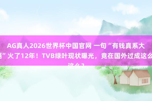 AG真人2026世界杯中国官网 一句“有钱真系大晒”火了12年！TVB绿叶现状曝光，竟在国外过成这么？
